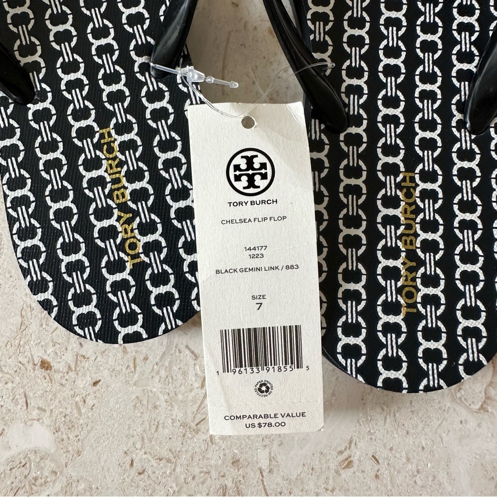 Tory Burch Chelsea Flip Flop- Black Gemini Link - Picture 3 of 4